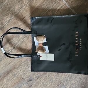 Ted Baker Black Tote with Gold Bow Accent